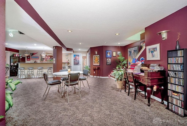 1668 Nichole Ct, Hamilton, OH 45013 - dining area with carpet flooring, recessed lighting, baseboards, a dry bar, and a textured ceiling