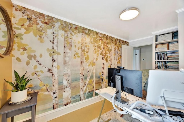 435 Marcia Ave, Hamilton, OH 45013 - home office with ornamental molding and wallpapered walls