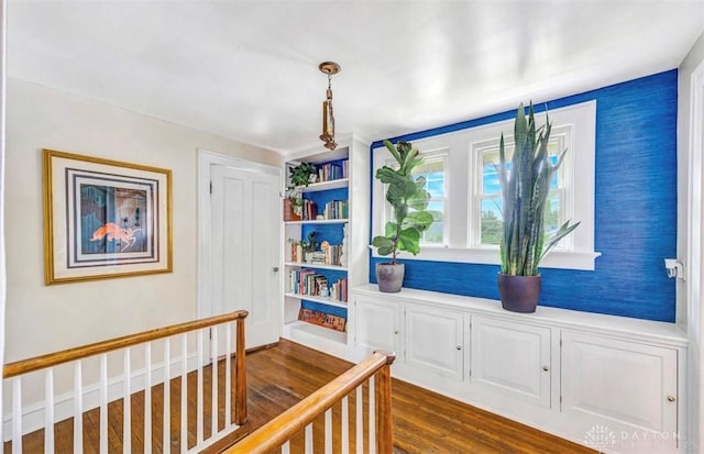 435 Marcia Ave, Hamilton, OH 45013 - corridor with dark wood-style floors and built in shelves