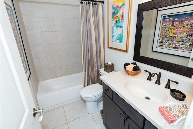 197 Harbour Dr, Springboro, OH 45066 - bathroom with vanity, tile patterned flooring, shower / tub combo, and toilet