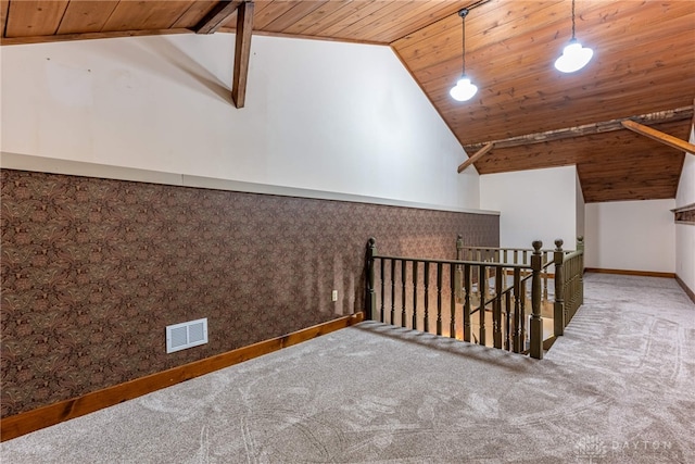9891 Sugar St, Germantown, OH 45327 - bonus room featuring wood ceiling, lofted ceiling, and carpet floors