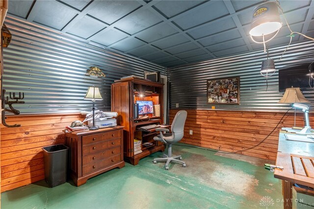 9891 Sugar St, Germantown, OH 45327 - office featuring concrete floors and wooden walls