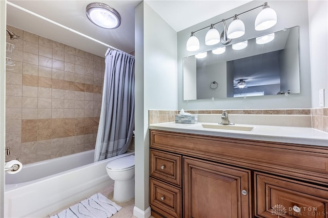 2225 Coach Dr Unit 29A, Kettering, OH 45440 - bathroom featuring toilet, vanity, shower / bath combo with shower curtain, and tile patterned flooring