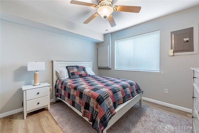 2225 Coach Dr Unit 29A, Kettering, OH 45440 - bedroom with light wood-style flooring, baseboards, and ceiling fan
