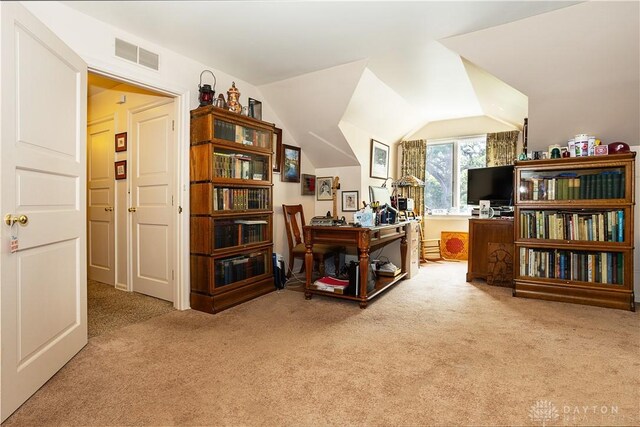 446 Lookout Rdg, Oakwood, OH 45419 - office area featuring carpet flooring and lofted ceiling