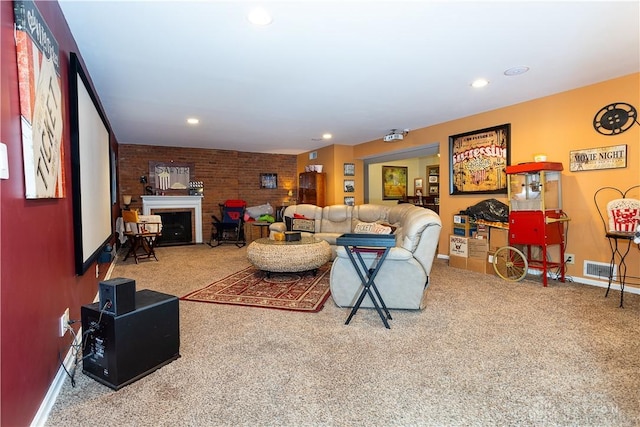 446 Lookout Rdg, Oakwood, OH 45419 - carpeted living room featuring baseboards, recessed lighting, and a fireplace with flush hearth