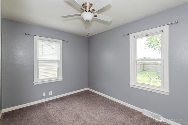 224 Locust Ln, West Milton, OH 45383 - spare room with plenty of natural light, ceiling fan, carpet, and baseboards