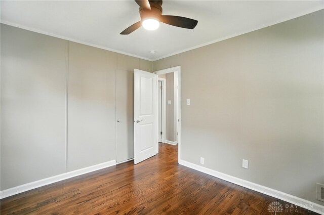 1725 Humphrey Ave, Dayton, OH 45410 - unfurnished bedroom with wood finished floors, ornamental molding, and a ceiling fan