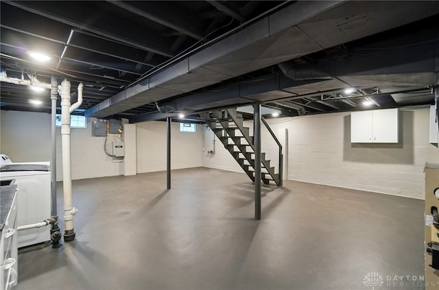 1725 Humphrey Ave, Dayton, OH 45410 - basement featuring plenty of natural light, stairway, and electric panel