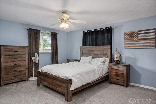2378 E Rahn Rd, Kettering, OH 45440 - bedroom featuring light carpet and ceiling fan