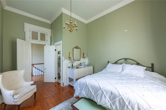 3149 W State Route 73, Wilmington, OH 45177 - bedroom featuring wood-type flooring, crown molding, and a chandelier