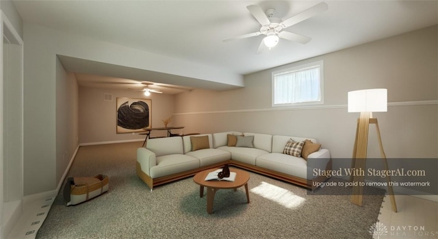 3862 Robinson Vail Rd, Franklin, OH 45005 - carpeted living area featuring a ceiling fan