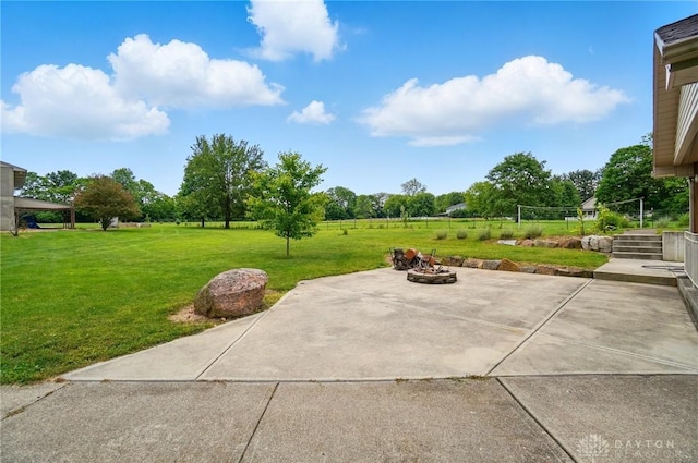 3862 Robinson Vail Rd, Franklin, OH 45005 - view of patio / terrace with an outdoor fire pit