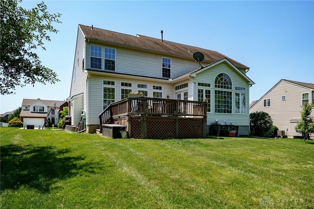 3334 Greycliff Trl, Franklin Twp, OH 45005 - rear view of house with a wooden deck and a lawn