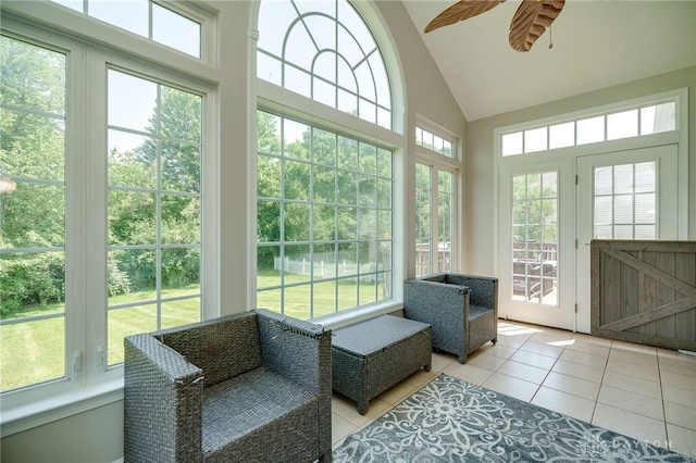3334 Greycliff Trl, Franklin Twp, OH 45005 - sunroom with french doors, tile patterned flooring, and high vaulted ceiling