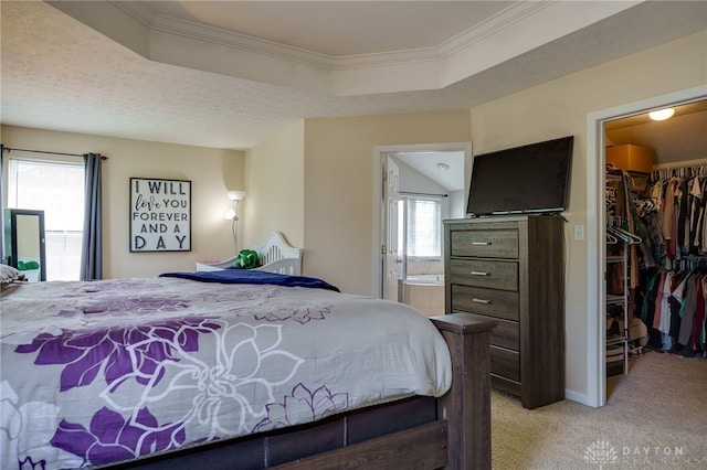 3334 Greycliff Trl, Franklin Twp, OH 45005 - bedroom with light carpet, a spacious closet, a closet, ornamental molding, and ensuite bathroom