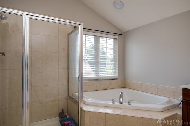3334 Greycliff Trl, Franklin Twp, OH 45005 - full bathroom with a shower stall, a garden tub, and lofted ceiling