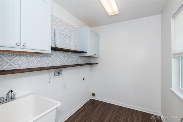 133 Followers Way, Waynesville, OH 45068 - washroom with dark wood-type flooring, cabinet space, hookup for a washing machine, and hookup for an electric dryer