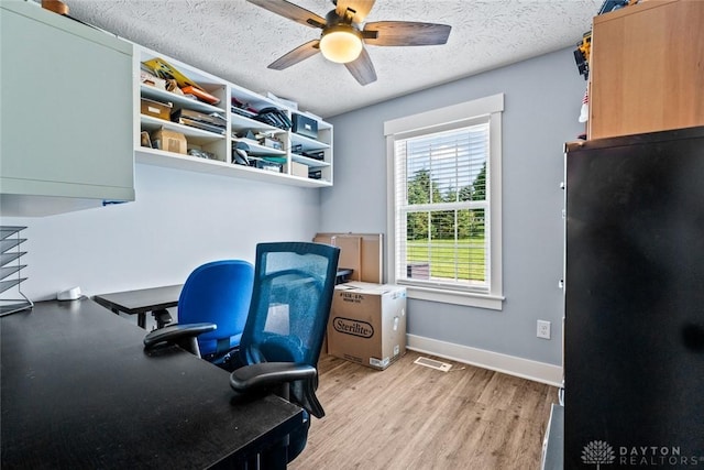 1737 Wilmington Rd, Cedarville Twp, OH 45314 - office space featuring a ceiling fan, light wood-type flooring, and a textured ceiling