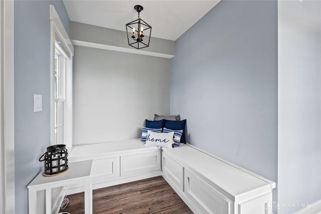 1737 Wilmington Rd, Cedarville Twp, OH 45314 - mudroom featuring a chandelier and dark wood-style flooring