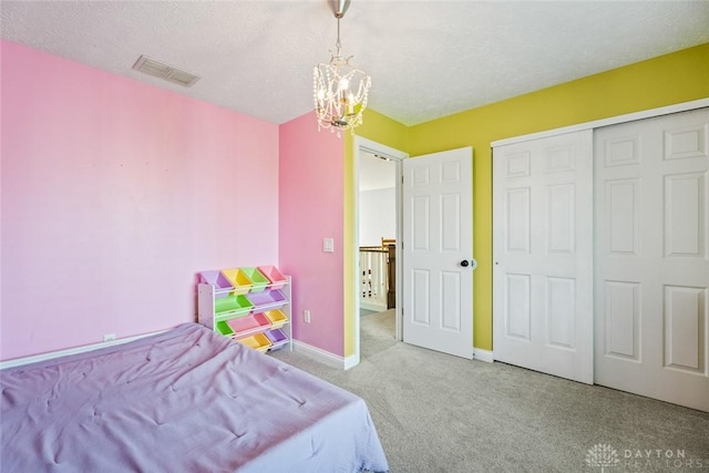 1737 Wilmington Rd, Cedarville Twp, OH 45314 - bedroom featuring carpet, a chandelier, and a closet