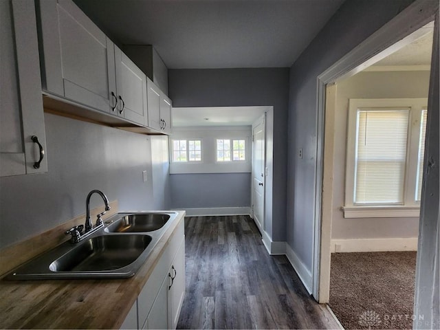 953 Five Oaks Ave Unit 943, Dayton, OH 45406 - kitchen with white cabinetry, butcher block counters, and dark wood finished floors