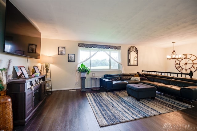 10452 S Union Rd, Miamisburg, OH 45342 - living area with dark wood-type flooring and a chandelier