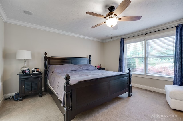243 Woodside Trl, Clearcreek Twp, OH 45036 - bedroom with light carpet, crown molding, and ceiling fan