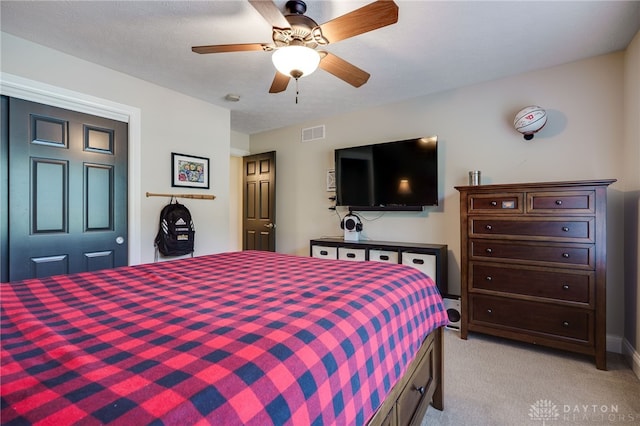 243 Woodside Trl, Clearcreek Twp, OH 45036 - bedroom with light carpet and ceiling fan