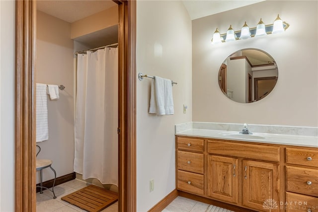 3875 Ferry Rd, Sugarcreek Twp, OH 45305 - bathroom featuring tile patterned flooring, vanity, and a shower with shower curtain