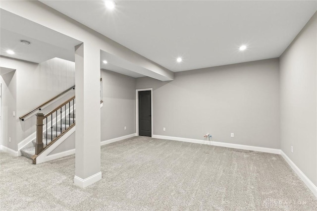 1796 Archerfield Pl, Miamisburg, OH 45342 - finished basement with carpet, recessed lighting, and stairs