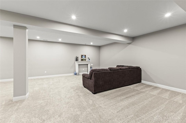 1796 Archerfield Pl, Miamisburg, OH 45342 - living room featuring light colored carpet and recessed lighting