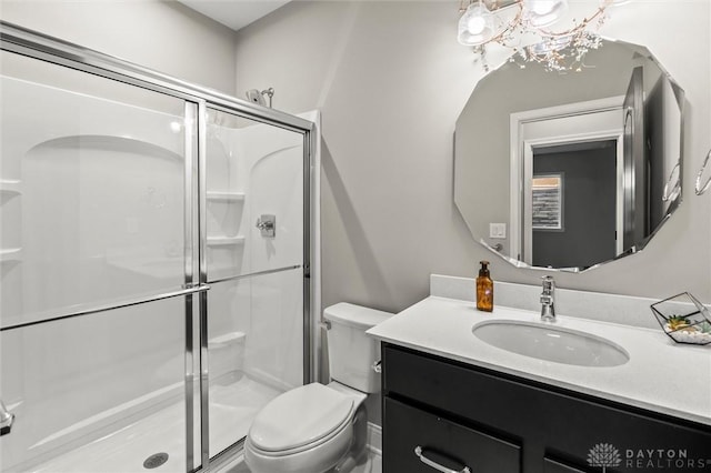 1796 Archerfield Pl, Miamisburg, OH 45342 - bathroom featuring vanity, a stall shower, and a chandelier