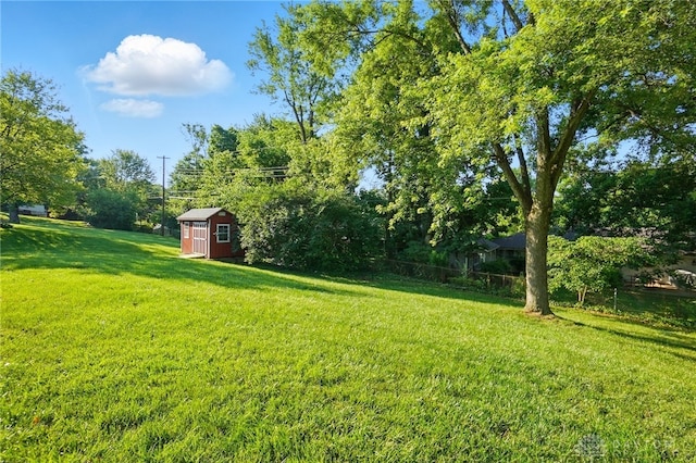 320 Witherby Dr, Kettering, OH 45429 - view of grassy yard featuring a storage shed and view of wooded area
