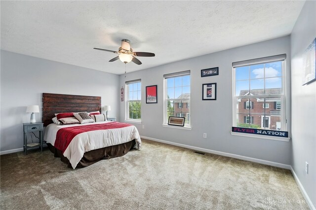 1662 S Branch Rd, Centerville, OH 45458 - bedroom with carpet floors, ceiling fan, and a textured ceiling