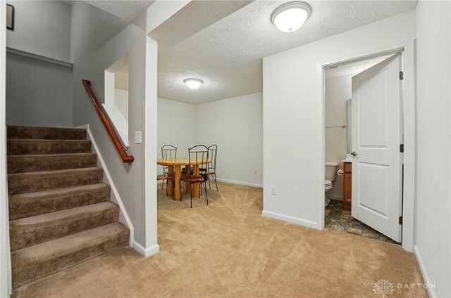 1662 S Branch Rd, Centerville, OH 45458 - stairs with carpet flooring and a textured ceiling