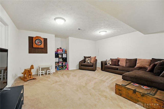 1662 S Branch Rd, Centerville, OH 45458 - carpeted living room featuring a textured ceiling and baseboards