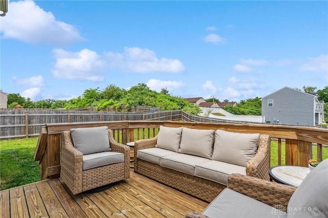 1918 Bessie Ave, Moraine, OH 45439 - deck with an outdoor living space and a fenced backyard