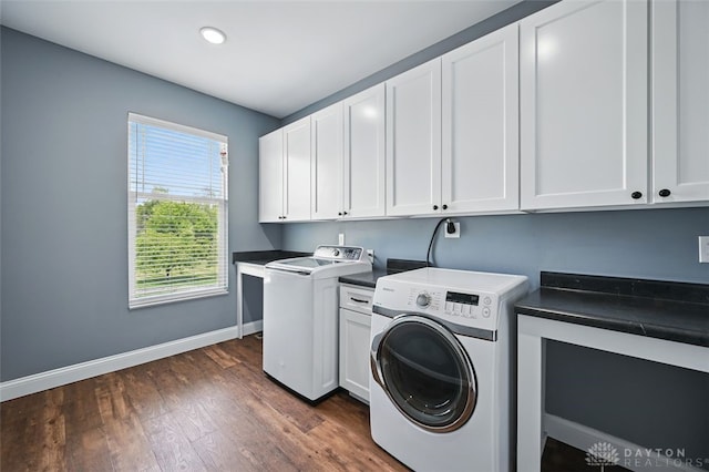 1584 Heritage Run Dr, Lebanon, OH 45036 - laundry area featuring cabinet space, dark wood finished floors, independent washer and dryer, and recessed lighting