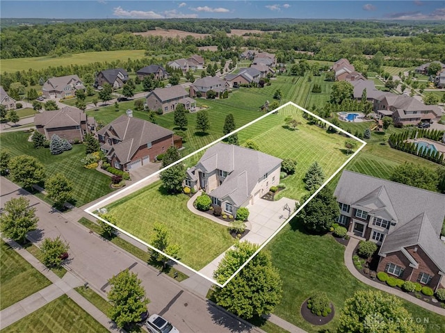 4738 Saddletop Ridge Ln, Mason, OH 45040 - aerial perspective of suburban area featuring property parcel outlined