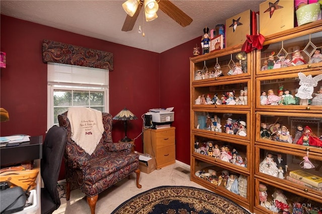 2823 Red Lion Ct, Centerville, OH 45440 - sitting room featuring a ceiling fan, carpet flooring, and a desk