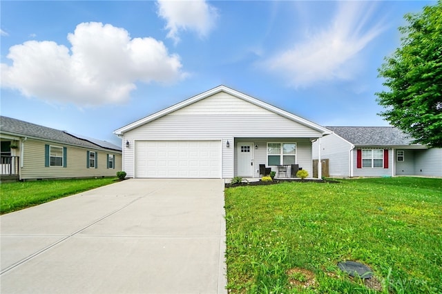 720 Diamond Loop, Middletown, OH 45044 - single story home with concrete driveway, a front lawn, a garage, and covered porch