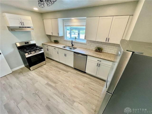 1601 Forrer Blvd, Kettering, OH 45420 - kitchen with stainless steel appliances, under cabinet range hood, white cabinets, and recessed lighting