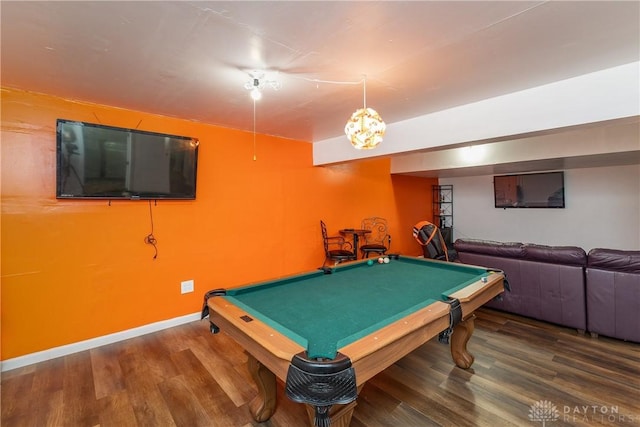 1107 Sunset Dr, Englewood, OH 45322 - rec room with wood finished floors and billiards table