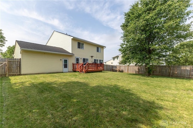 1107 Sunset Dr, Englewood, OH 45322 - rear view of house featuring a fenced backyard and a wooden deck