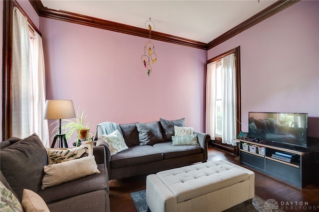18 E Washington St, Jamestown Vlg, OH 45335 - living area with wood finished floors and crown molding