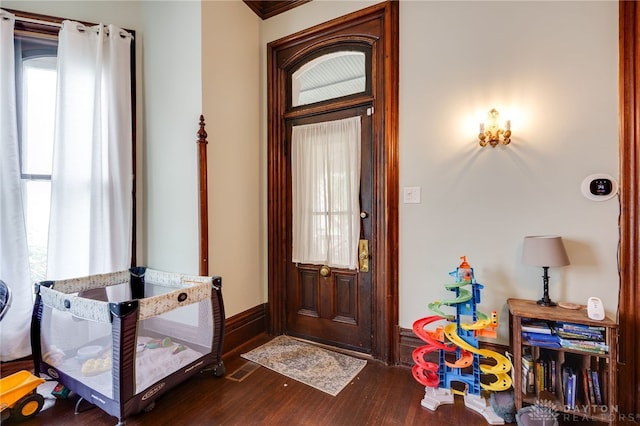 18 E Washington St, Jamestown Vlg, OH 45335 - foyer featuring dark wood-type flooring and baseboards