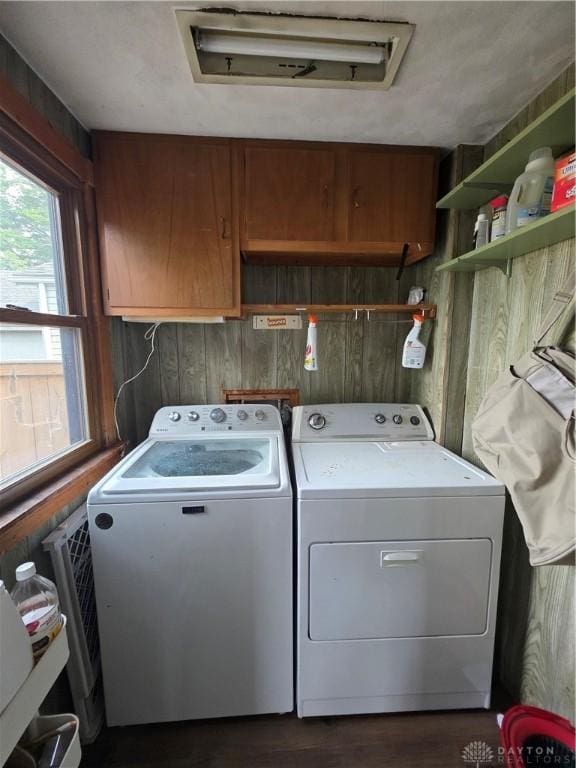 126 S Maple St, Eaton, OH 45320 - laundry area with washer and clothes dryer and dark wood finished floors