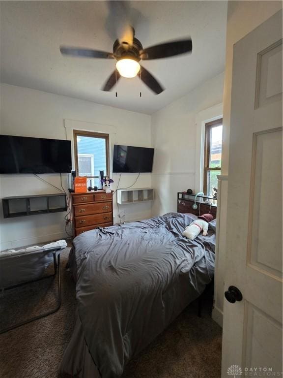 126 S Maple St, Eaton, OH 45320 - carpeted bedroom with ceiling fan