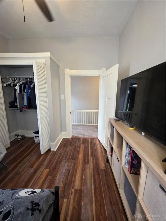 126 S Maple St, Eaton, OH 45320 - unfurnished bedroom featuring wood finished floors, a closet, and ceiling fan